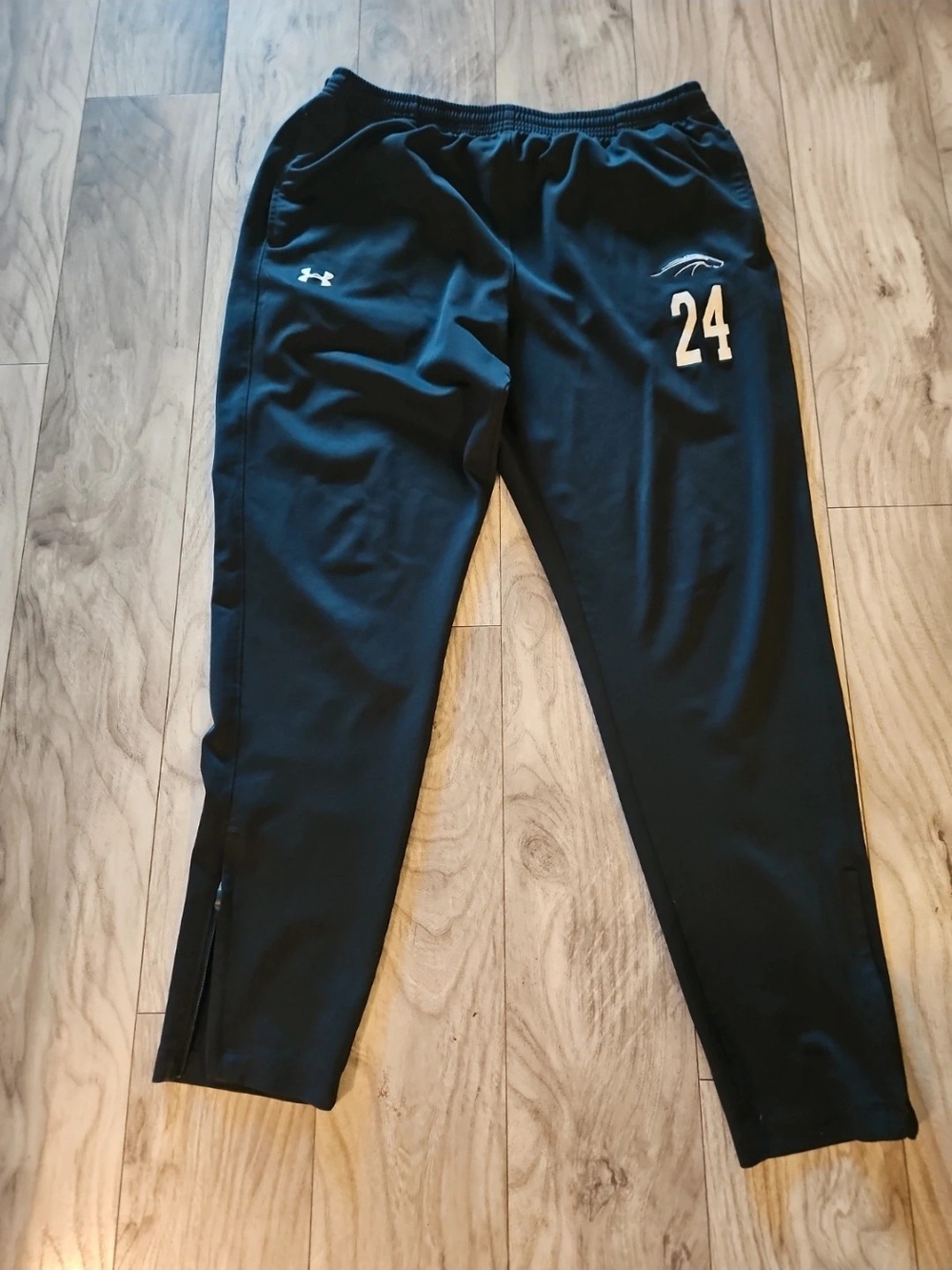 Under Armour Men's Black Athletic Track Pants with Number 24